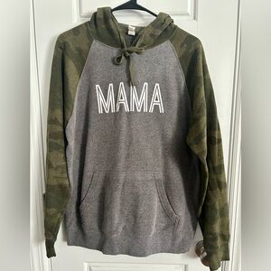 Mama Camo Reglan Hoodie- Gray/Green Camouflage “MAMA” Sweatshirt
